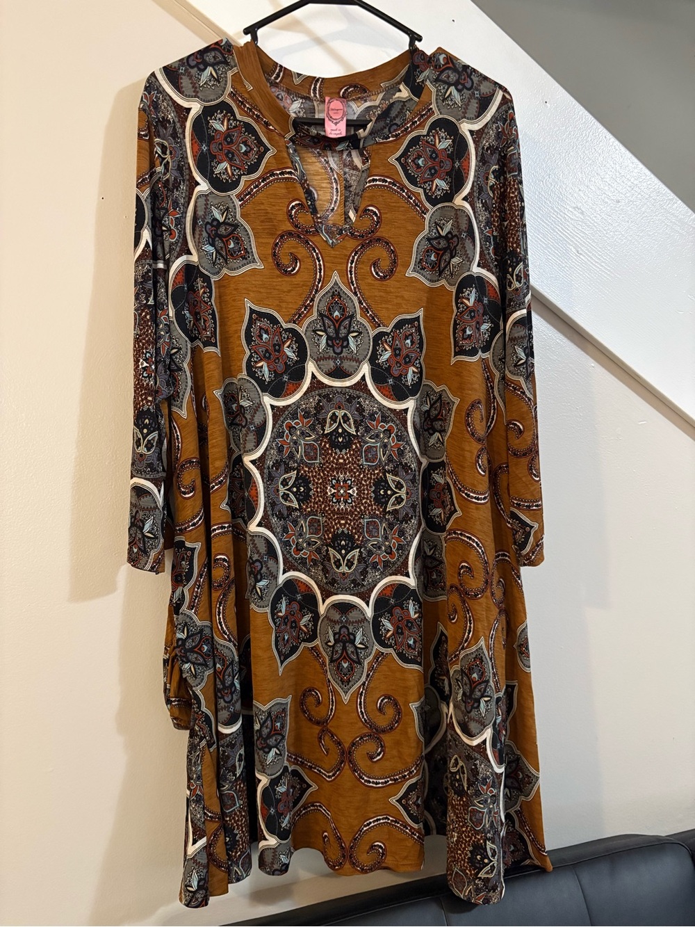 Honeyme brown Paisley Swing Dress 2x